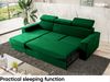 Meblini 'Voss' Schlafcouch mit Bettkasten, Samtstoff, 242 x 168 x 79 cm, Grün, Links Bild 5