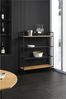 Bücherregal 110 x 34 x 129 cm Metall Schwarz aus MDF Natur mit Polyrattanböden Bild 2