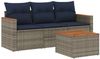 vidaXL 4-teiliges Gartensofa-Set mit Kissen, grau, Polyrattan 3225767 Bild 2