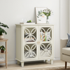 Sideboard mit Glastür im Retro-Design, MDF-Holzwerkstoff, 38x80x87 cm, Creme Bild 2