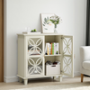 Sideboard mit Glastür im Retro-Design, MDF-Holzwerkstoff, 38x80x87 cm, Creme Bild 3