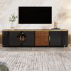 Merax Lowboard mit braunem Glas, Wellenfront & Kabelmanagement (180 x 40 x 46 cm, 1 St), TV-Schrank mit 3 Türen, 3 Schubladen & Aluminiumgriffe Bild 3
