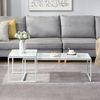 FineBuy Satztisch Glas Metall 2er Set Modern Couchtisch, Design Sofatisch Platzsparend, Wohnzimmertisch Kaffeetisch Rechteckig & Quadratisch Bild 4