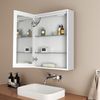 EMKE Badspiegel Spiegelschrank Bad mit LED Beleuchtung Beschlagfrei Lichtspigel, mit Ablage,Touchschalter,3 Lichtfarben,Steckdose und USB Anschlüsse 50×70×14.5cm Bild 2