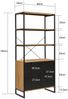 FINEBUY Bücherregal FB116813 Standregal 180cm Stauraumregal Mehrzweckregal Eiche Dekor, Großes Regal im angesagten Industrial-Look, Viel Stauraum dank Schubladen und Türfächern Bild 3