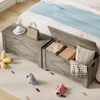 GarveeMore Sitztruhe 100cm,Aufbewahrungsbank aus Holz mit Sicherheitsscharnieren, große Spielzeugtruhe für Eingangsbereich,Wohnzimmer,Schlafzimmer Bild 4
