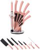 8 tlg Messerset Kochmesser Messerständer drehbar Pink Messer aus Edelstahl Bild 2