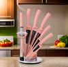 8 tlg Messerset Kochmesser Messerständer drehbar Pink Messer aus Edelstahl Bild 4