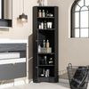 Badezimmerschrank mit Dreiecksdesign, multifunktionaler Eckschrank mit offenen und geschlossenen Ablagen, wasserdicht,Schwarz Bild 3