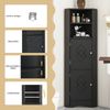 Badezimmerschrank mit Dreiecksdesign, multifunktionaler Eckschrank mit offenen und geschlossenen Ablagen, wasserdicht,Schwarz Bild 5
