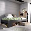 Dmora Kristall-Kinderbett, Bett für Schlafzimmer mit Kopfteil, Einzelbettgestell mit Schublade und Regalen, 218 x 99 x 96 cm, Eiche und Anthrazit Bild 4