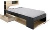 Dmora Kristall-Kinderbett, Bett für Schlafzimmer mit Kopfteil, Einzelbettgestell mit Schublade und Regalen, 218 x 99 x 96 cm, Eiche und Anthrazit Bild 5
