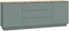Forte GANYMEDE Sideboard 230, minimalistisches Sideboard, 2-türig, 3 Schubladen, Holzwerkstoff, Wohn-/Schlafzimmer, Salbei, 224,5 cm breit x 85,7 cm hoch x 41,3 cm tief Bild 3