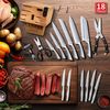 18-teiliges RAXCO Edelstahl Steakmesser Küchenmesser Set mit Block Bild 3