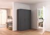 Rauch Möbel Lagoa, Kleiderschrank, Garderobe für Schlafzimmer, Kinderzimmer, Jugendzimmer 3-türig, Farbe Grau metallic, Schwarz, Breite 136 Bild 2