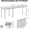 Campingtisch klappbar 180x60x70cm höhenverstellbar Aluminium MDF Tischplatte Bild 3