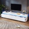 TV-Schrank in Weiß Hochglanz mit 4 Schubladen, LED-Lichtleiste steuerbar per Fernbedienung, Bogenförmiges Kantendesign Bild 2