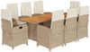 vidaXL 9-tlg. Garten-Essgruppe mit Kissen Beigemischung Poly Rattan 3212286 Bild 2