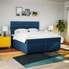 vidaXL Boxspringbett mit Matratze Blau 200x200 cm Stoff 3290608 Bild 3
