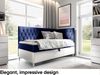 MEBLINI Kinderbett mit Bettkasten FILIPPO 3 100x200 Rechts – H3/Blau Samt Gepolstert Einzelbett mit Matratze - Polsterbett mit Stauraum - Bett mit Kopfteil – Stauraumbett Bild 2