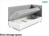 MEBLINI Kinderbett mit Bettkasten FILIPPO 3 100x200 Rechts – H3/Blau Samt Gepolstert Einzelbett mit Matratze - Polsterbett mit Stauraum - Bett mit Kopfteil – Stauraumbett Bild 5
