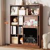 Bücherregal, Mit Tafel Schiebetüren und Bilderbuchablage offenes 9-Fach Regal mit großem Stauraum, Holz, Nussbaumfarben, 120×38.5×151.5 cm Bild 4