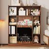 Bücherregal, Mit Tafel Schiebetüren und Bilderbuchablage offenes 9-Fach Regal mit großem Stauraum, Holz, Nussbaumfarben, 120×38.5×151.5 cm Bild 2