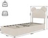 Flieks Kinderbett 90x200cm, Polsterbett mit Cartoon-Kopfteil, Einzelbett mit hydraulischem Stauraum, Samt, Beige Bild 4
