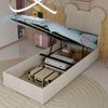 Flieks Kinderbett 90x200cm, Polsterbett mit Cartoon-Kopfteil, Einzelbett mit hydraulischem Stauraum, Samt, Beige Bild 2