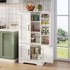 Hochschrank LED-Beleuchtung MDF Küchen- Schrank Stauraum Aufbewahrung minimalistisch Wohnzimmer,Weiß Bild 4