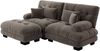 Ecksofa aus Chenille 145x220x81 cm mit Ottoman, braun Bild 5