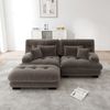 Ecksofa aus Chenille 145x220x81 cm mit Ottoman, braun Bild 3