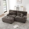 Ecksofa aus Chenille 145x220x81 cm mit Ottoman, braun Bild 2