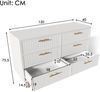 Kommode 120x40x75 cm, 2 Türen & 3 Schubladen, höhenverstellbarer Einlegeboden, Metalllfuß, Weiß Bild 3