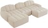 Modulares Sofa 79cm×288cm×165cm 3-Sitzer mit 2 Ottomans – U-Form oder L-Form, aus granuliertem Fleece in Beige White Bild 3