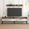Dmora Wohnzimmermöbel Oho, Modulares Wohnzimmerset, Mehrzweck-Wohnzimmermöbel, Moderner TV-Schrank, 180x35h47 cm, Nussbaum und Weißer Marmor Bild 4
