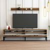 Dmora Wohnzimmermöbel Oho, Modulares Wohnzimmerset, Mehrzweck-Wohnzimmermöbel, Moderner TV-Schrank, 180x35h47 cm, Nussbaum und Weißer Marmor Bild 5