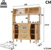 Hochwertiger Buffetschrank mit Rattanoptik & Glasschiebetüren, 174,5cm hoher Küchenschrank mit Stauraum, Naturholz-/Nussbaum-Optik, belastbar bis 60kg Bild 5