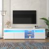 Merax Weißer moderner TV-Schrank, helles Panel, variable LED-Beleuchtung, Wohn- und Esszimmer 180cm Bild 5
