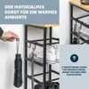 offenes Schuhregal für 6 Paar Schuhe aus mattschwarzem Metall mit 2 Holzablagen, inkl. 4 Haken Bild 5