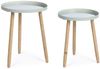 Beistelltisch Darvi 2er-Set mit Glasplatte, rundes Design, Salbeigrün, Kautschukholz-Gestell Bild 2