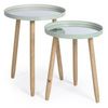 Beistelltisch Darvi 2er-Set mit Glasplatte, rundes Design, Salbeigrün, Kautschukholz-Gestell Bild 5