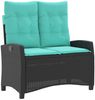 vidaXL Gartenbank Verstellbar mit Kissen Schwarz Poly Rattan 368234 Bild 2