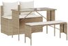 vidaXL 3-tlg. Garten-Essgruppe mit Kissen Beige Poly Rattan 4104185 Bild 2