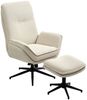 HOMCOM Relaxsessel mit Hocker 360°Drehbarer Fernsehsessel mit Liegefunktion Cord-Optik (TV-Sessel, 1-St, Ruhesessel), für Wohnzimmer, Schlafzimmer, Beige Bild 2