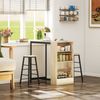 Bartisch Set 3-teilig mit Hockern – Küchentheke, Hochtisch, Frühstückstisch, Stauraum, industriell, Eichenoptik, schwarz Bild 2