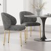 Stuhl 47,5x56x74 cm, Chenille grau, goldfarbene Beine, gepolstert (2er-Set) Bild 2