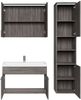 Badplaats Badmöbel Komplettset Paso LED 80 x 40 cm Grau Eiche - Badezimmermöbel mit Waschbecken, Spiegelschrank und Badezimmerschrank Bild 4