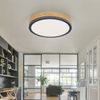 LED Deckenleuchte, Holzoptik, Metall Graphit, D 30 cm Bild 4
