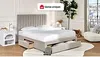 Vente-unique - LIAKO Bett Stoff Beige - B 217 cm x H 123 cm x L 154 cm Bild 2